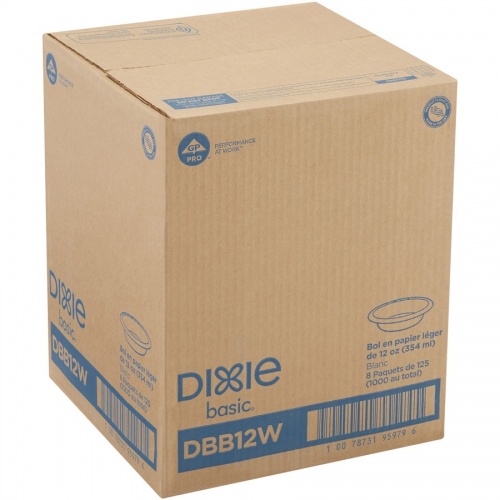 Dixie Basic Lightweight Disposable Paper Bowls by GP Pro (DBB12WPK)
