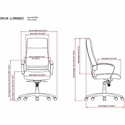 Lorell Executive High-back Chair with Fixed Arms (LLR66922)