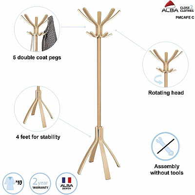 Alba High-capacity Wood Coat Stand (PMCAFEC)