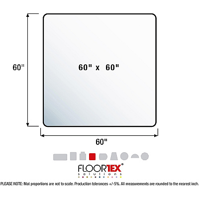 Cleartex XXL Polycarbonate Square Chair Mat for Carpets - 60" x 60" (FLR1115015023ER)
