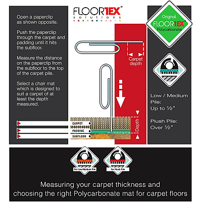 Cleartex XXL Polycarbonate Rectangular Chair Mat for Carpets - 60" x 118" (FLR1115030023ER)