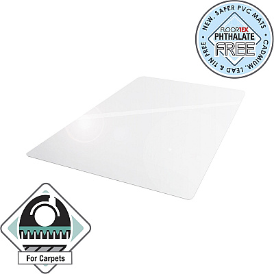 Computex Anti-Static Vinyl Rectangular Chair Mat for Carpets up to 3/8" - 48" x 60" (FLR3115226EV)