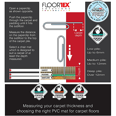 Computex Anti-Static Vinyl Rectangular Chair Mat for Carpets up to 3/8" - 48" x 60" (FLR3115226EV)