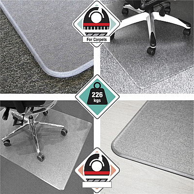 Floortex Megamat Extra Thick Chair Mat for Hard Floors & Carpets - 46" x 60" (FLRM121525ER)