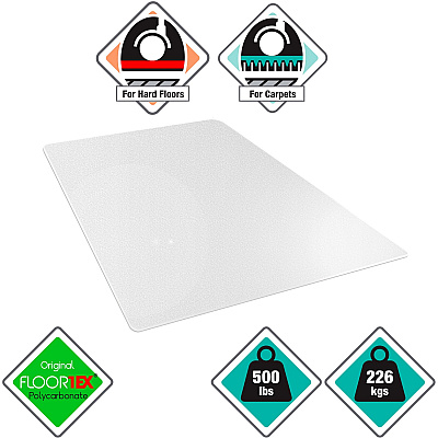 Floortex Megamat Extra Thick Chair Mat for Hard Floors & Carpets - 46" x 60" (FLRM121525ER)