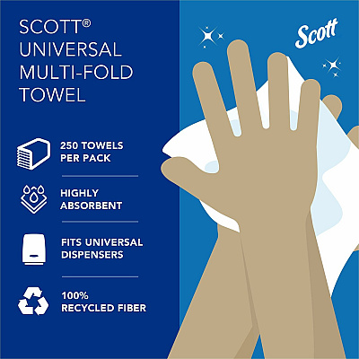 Scott 100% Recycled Fiber Multifold Paper Towels with Absorbency Pockets (KCC01807)