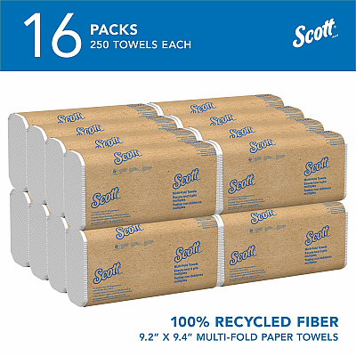 Scott 100% Recycled Fiber Multifold Paper Towels with Absorbency Pockets (KCC01807)