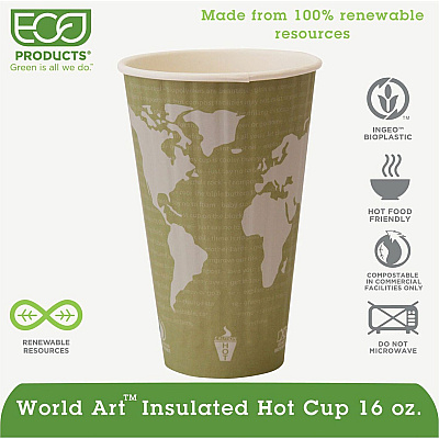 Eco-Products 16 oz World Art Insulated Hot Beverage Cups (ECOEPBNHC16WD)