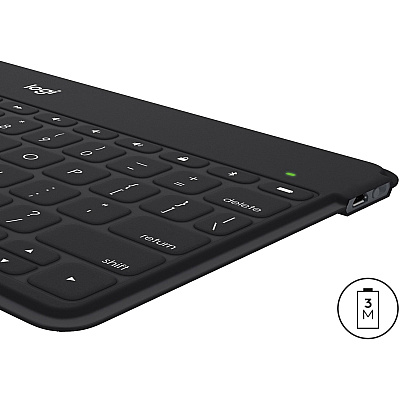 Logitech Keys-To-Go Super-Slim and Super-Light Bluetooth Keyboard for iPhone, iPad, and Apple TV - Black (LOG920006701)