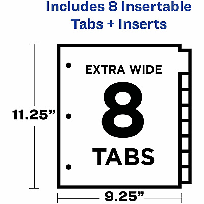 Avery Big Tab Plastic Dividers with Pockets, 8-Tab (07709)