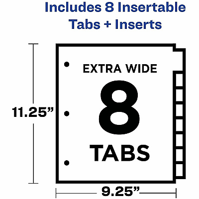 Avery Big Tab Plastic Dividers with Pockets, 8-Tab (07709)