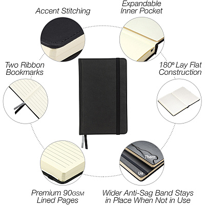 Samsill Classic Journal - 5.25 Inch x 8.25 Inch - Black (SAM22300)
