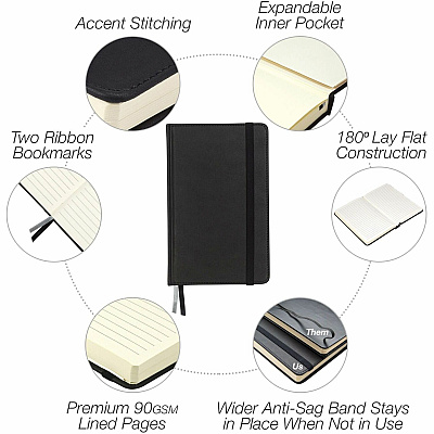 Samsill Classic Journal - 5.25 Inch x 8.25 Inch - Black (SAM22300)