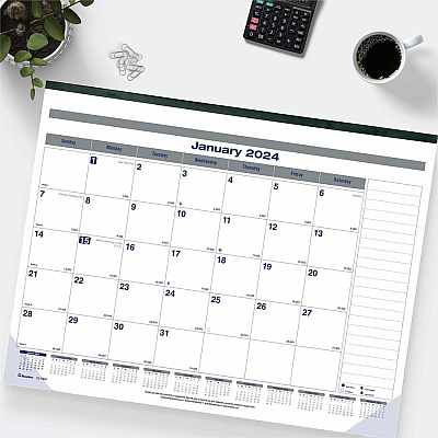 Blueline Net Zero Carbon Monthly Desk Pad Calendar, 22 x 17, White/Gray/Blue Sheets, Black Binding, 12-Month (Jan to Dec): 2026 (C177847)