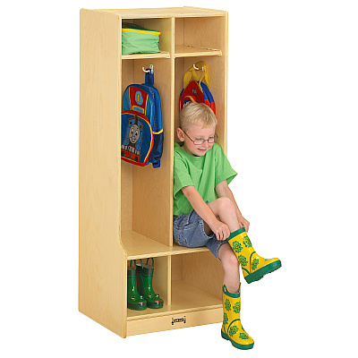 Jonti-Craft Rainbow Accents 2 Section Sitting Step Coat Locker (4682JC)