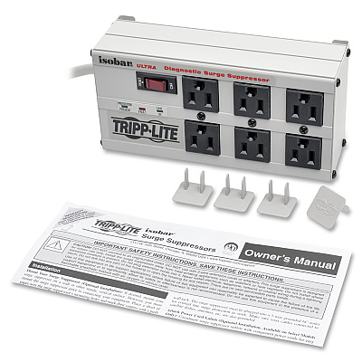 Tripp Lite Isobar 6-Outlet Surge Protector, 6 ft. Cord with Right-Angle Plug, 3330 Joules, Diagnostic LEDs, Metal Housing (ISOBAR6ULTRA)