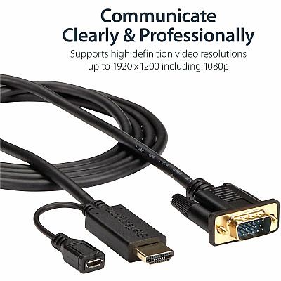 StarTech 6ft Hdmi To Vga Active Converter Cable Hdmi To Vga Adapter With Intergrated 6 (HD2VGAMM6)
