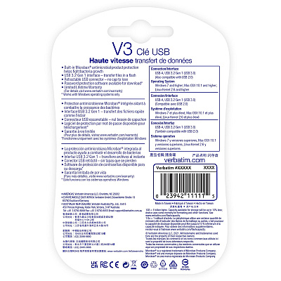 Verbatim 256GB Store 'n' Go V3 USB 3.2 Gen 1 Flash Drive - Gray (49168)