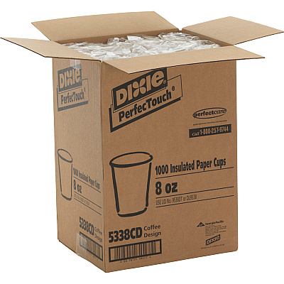 Dixie PerfecTouch 8 oz Insulated Paper Hot Coffee Cups by GP Pro (DXE5338CD)