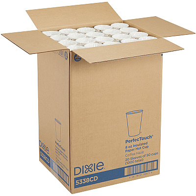 Dixie PerfecTouch 8 oz Insulated Paper Hot Coffee Cups by GP Pro (DXE5338CD)