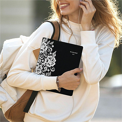 AT-A-GLANCE Lacey Weekly Block Format Professional Appointment Book, Lacey Artwork, 11 x 8.5, Black/White, 13-Month: Jan 2026 to Jan 2027 (541905)