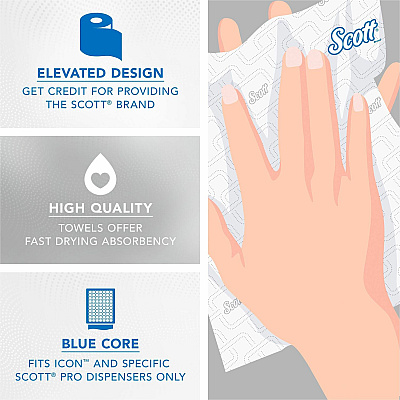 Scott Pro High-Capacity Hard Roll Towels with Elevated Design and Absorbency Pockets (KCC25702)