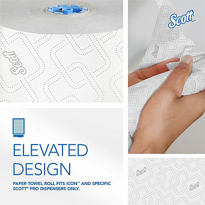 Scott Pro High-Capacity Hard Roll Towels with Elevated Design and Absorbency Pockets (KCC25702)