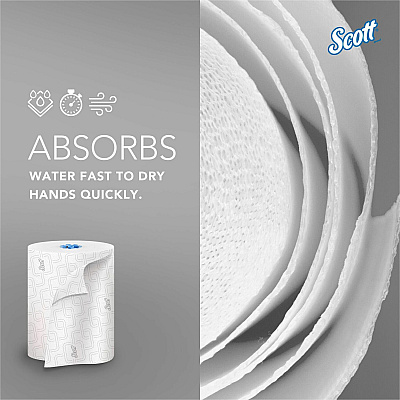 Scott Pro High-Capacity Hard Roll Towels with Elevated Design and Absorbency Pockets (KCC25702)