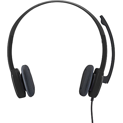Logitech H151 Stereo Headset with Rotating Boom Mic (Black) - Stereo - 3.5MM AUDIO JACK CONNECTION - Wired - In-Line Control - 22 Ohm - 20 Hz - 20 kHz - Over-the-head - 5.9 ft Cable - Black (LOG981000587)