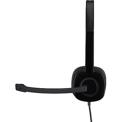 Logitech H151 Stereo Headset with Rotating Boom Mic (Black) - Stereo - 3.5MM AUDIO JACK CONNECTION - Wired - In-Line Control - 22 Ohm - 20 Hz - 20 kHz - Over-the-head - 5.9 ft Cable - Black (LOG981000587)