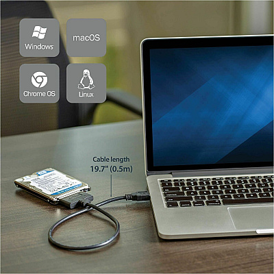 StarTech Usb 3.1 (10gbps) Adapter Cable For 2.5in Sata Ssd/hdd Drives - Supports Sata Iii (6 Gbps) - Usb Powered Cable-style Adapter - Uasp Support (USB312SAT3CB)