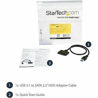 StarTech Usb 3.1 (10gbps) Adapter Cable For 2.5in Sata Ssd/hdd Drives - Supports Sata Iii (6 Gbps) - Usb Powered Cable-style Adapter - Uasp Support (USB312SAT3CB)