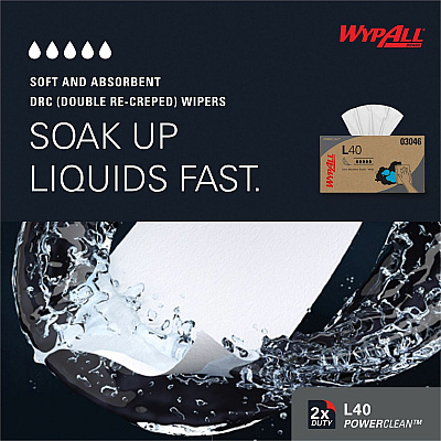 Wypall Power Clean L40 Extra Absorbent Towels (KCC03046)