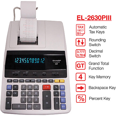 Sharp EL-2630PIII 12 Digit Commercial Printing Calculator