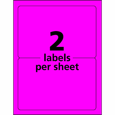 Avery Neon Shipping Labels, 5-1/2" x 8-1/2" , 200 Labels (AVE5948)