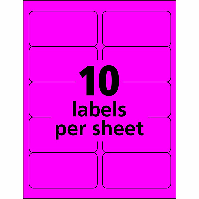 Avery 2" x 4" Neon Shipping Labels with Sure Feed, 1,000 Labels (AVE5974)