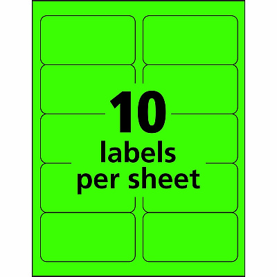 Avery 2"x 4" Neon Shipping Labels with Sure Feed, 1,000 Labels (AVE5976)