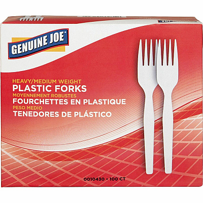 Genuine Joe Heavyweight White Plastic Forks (GJO0010430CT)
