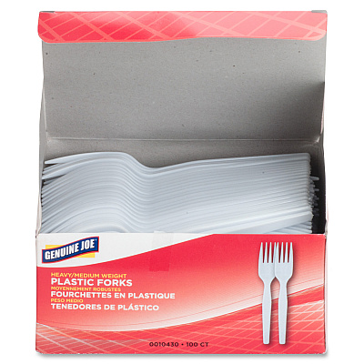 Genuine Joe Heavyweight White Plastic Forks (GJO0010430CT)