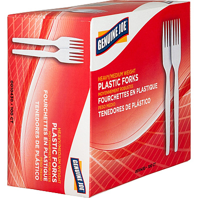 Genuine Joe Heavyweight White Plastic Forks (GJO0010430CT)
