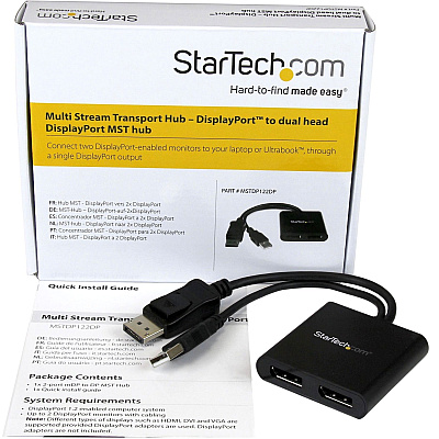 StarTech Displayport To Displayport Multi Monitor Splitter - 2-port Mst Hub - Dp 1.2 To 2x Dp Mst Hub (MSTDP122DP)