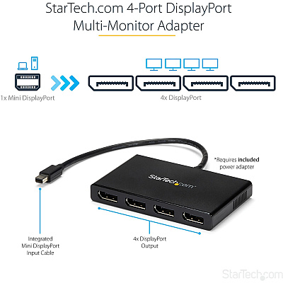 StarTech Mdp To 4x Dp Multi Monitor Adapter/mst (MSTMDP124DP)