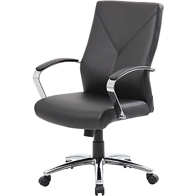 BOSS Leatherplus Executive Chair with Chrome Accent (B10101BK)