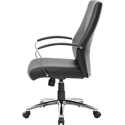 BOSS Leatherplus Executive Chair with Chrome Accent (B10101BK)