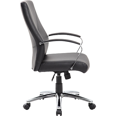 BOSS Leatherplus Executive Chair with Chrome Accent (B10101BK)
