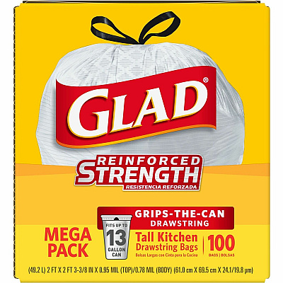 Glad ForceFlex Tall Kitchen Drawstring Trash Bags (CLO78526CT)