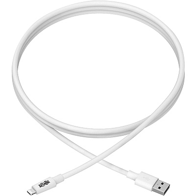 Eaton Tripp Lite Series USB-A to Lightning Sync/Charge Cable (M/M) - MFi Certified, White, 10 ft. (3 m) (M100010WH)