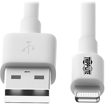 Eaton Tripp Lite Series USB-A to Lightning Sync/Charge Cable (M/M) - MFi Certified, White, 10 ft. (3 m) (M100010WH)
