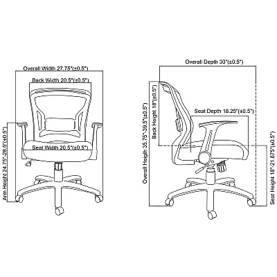 Lorell Flipper Arm Mid-back Office Chair (LLR59519)