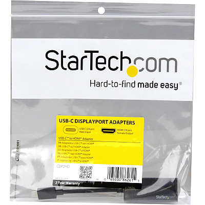 StarTech Usb-c To Hdmi Adapter - 4k 30hz - Black - Usb Type-c To Hdmi Adapter - Thunderbolt 3 Compatible (CDP2HD)